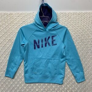 Nike Therma-Fit Girls Hoodie Sweatshirt size M Blue   Polyester 575208-464‎